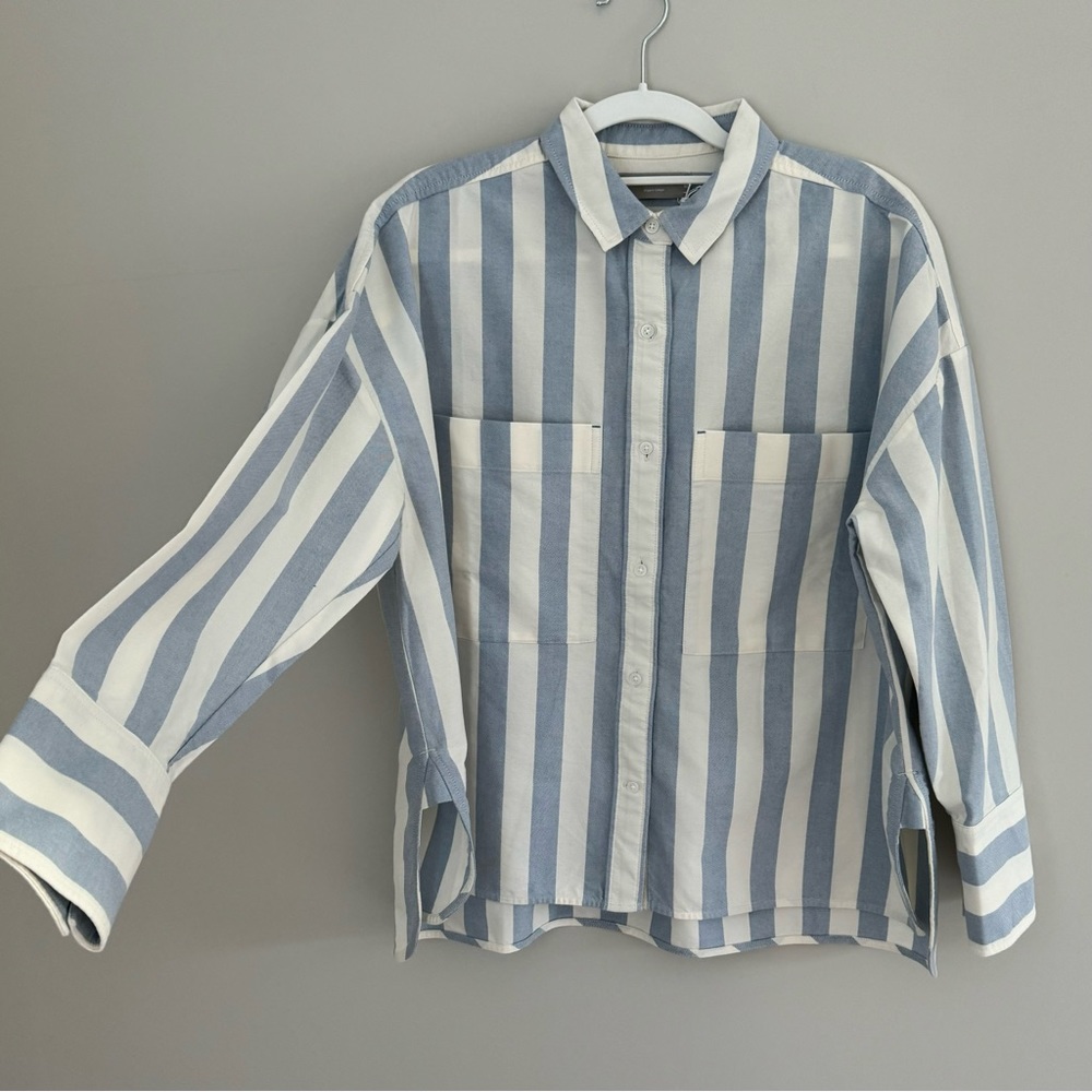 NWT Everlane Organic Cotton The Boxy Oxford Button Down Striped Oversized Shirt - Picture 8 of 16